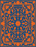 Elegant Orange Floral Damask Design Rug