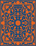 Elegant Orange Floral Damask Design Rug