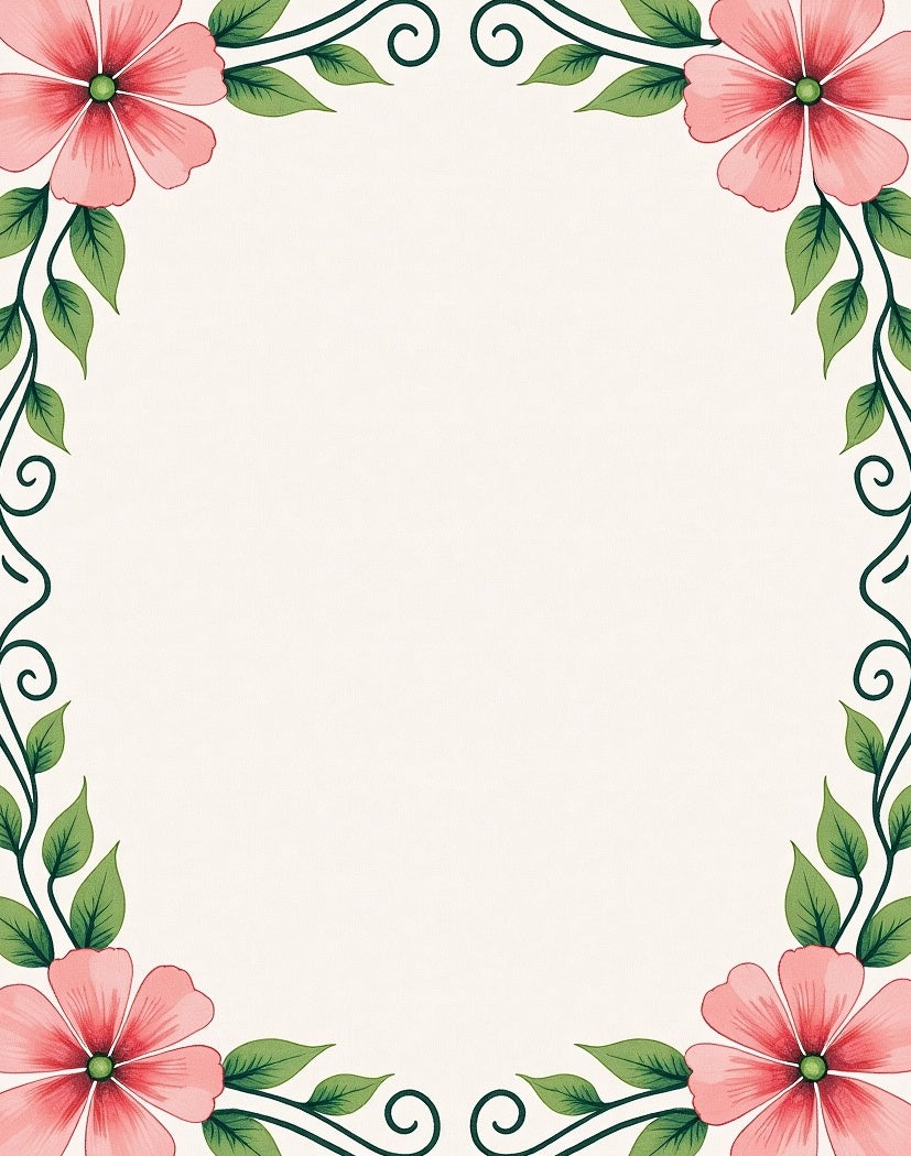 Pink Floral Vine Scroll Design Rug