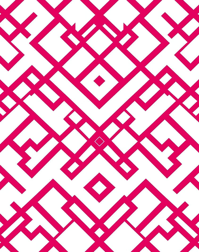 Geometric Pink White Abstract Pattern Rug