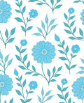 Blue Floral Branch Pattern Rug