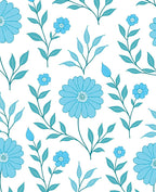 Blue Floral Branch Pattern Rug