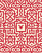 Red Geometric Abstract Pattern Rug