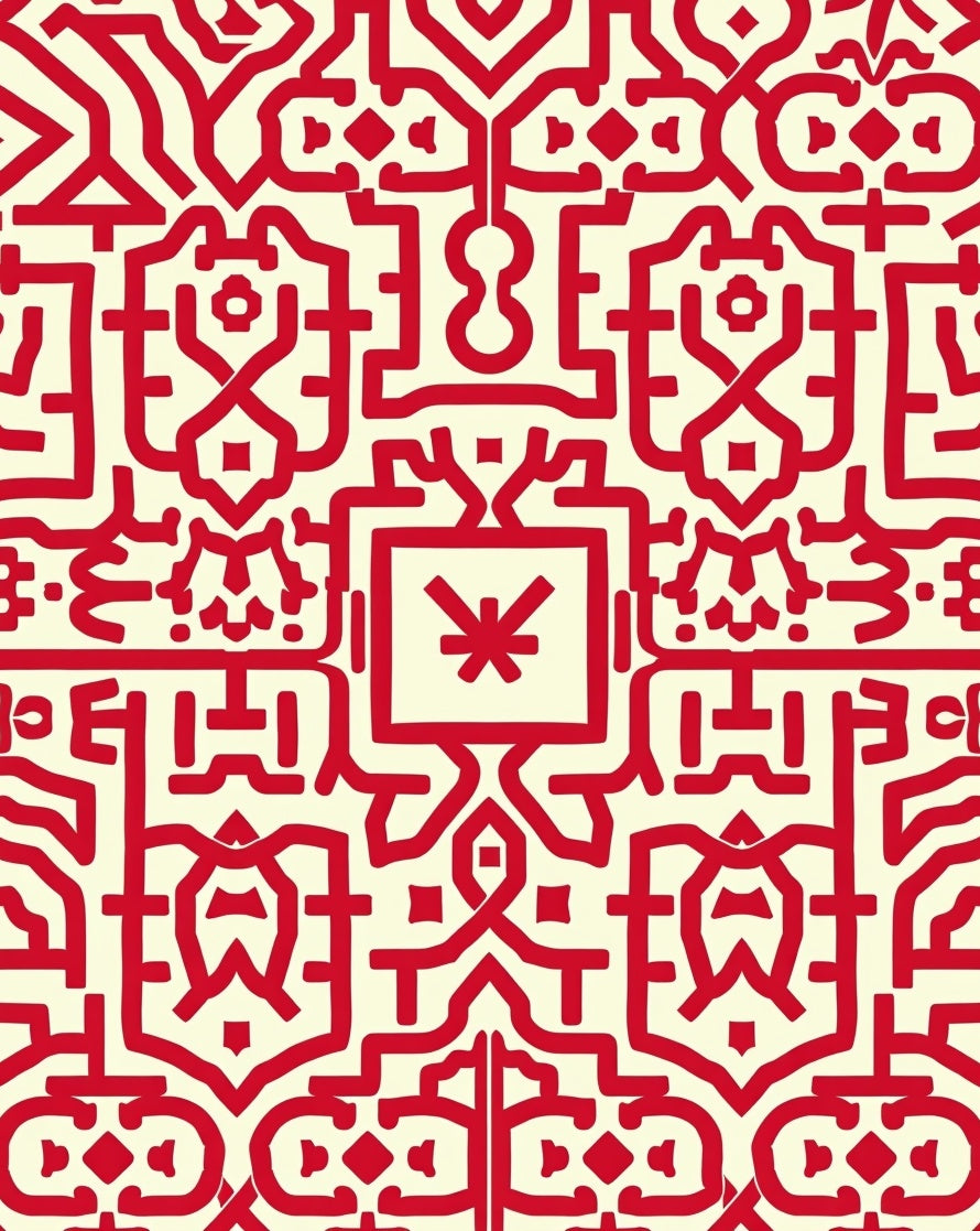 Red Geometric Abstract Pattern Rug