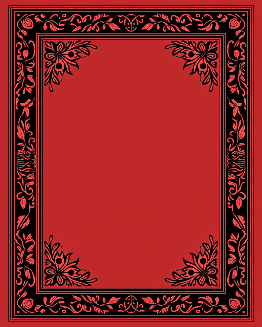Ornate Floral Vine Border Design Rug