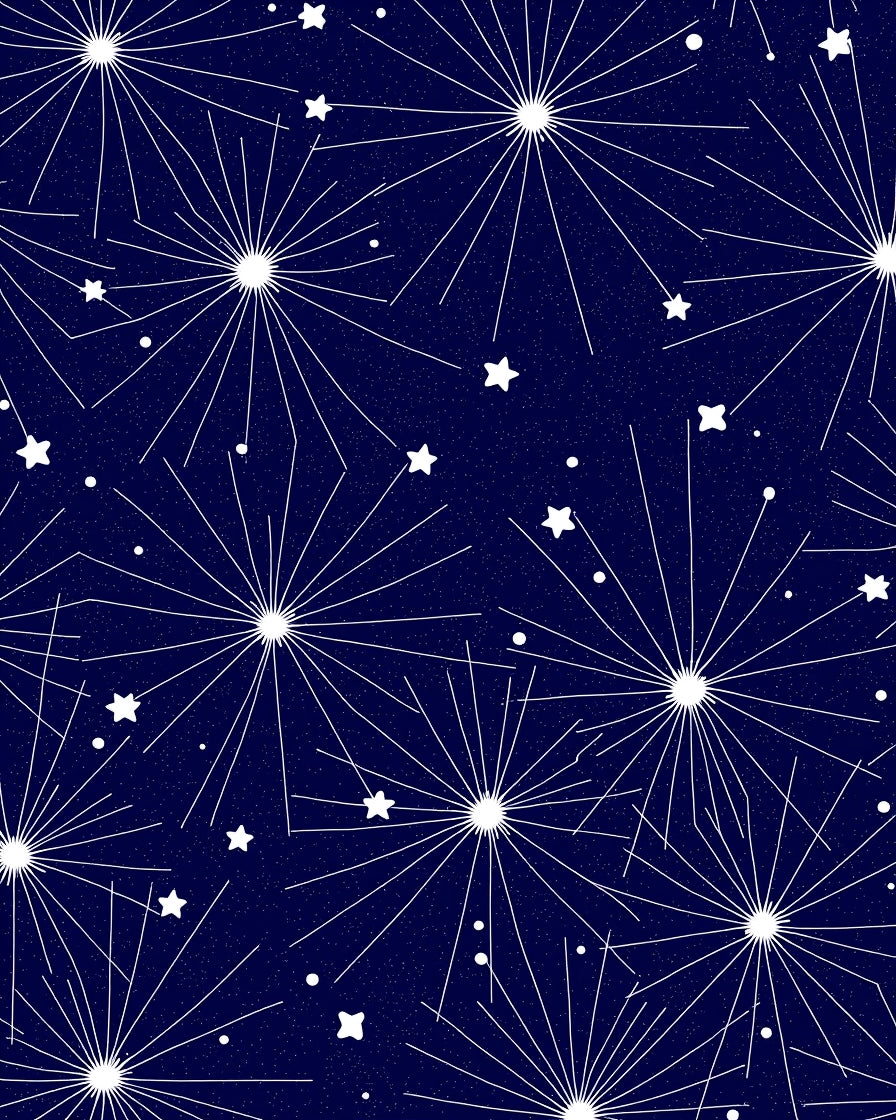 Cosmic Starburst Patterned Dark Rug