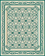 Elegant Teal Floral Pattern Rug