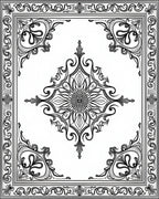 Ornate Floral Bordered Rococo Design Rug