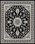 Classic Black Cream Floral Mandala Design Rug