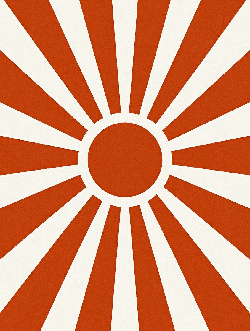 Radiant Sunburst Orange Cream Design Rug