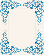Blue Swirls Ornamental Frame Design Rug