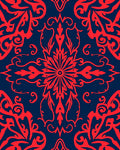 Bold Red Floral Damask Pattern Rug