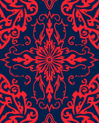 Bold Red Floral Damask Pattern Rug