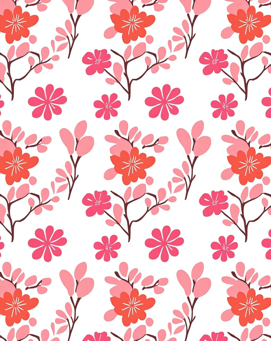 Coral Pink Blooming Branches Rug