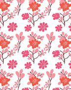 Coral Pink Blooming Branches Rug