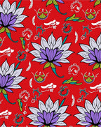 Vibrant Red Floral Pattern Rug