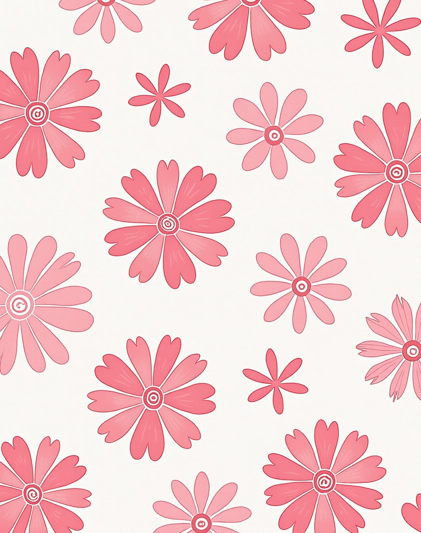 Dotted Floral Pattern Pink Rug