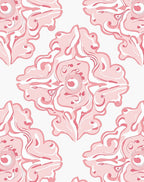 Pink Swirls Contemporary Floral Pattern Rug