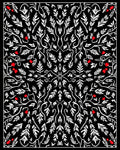 Black White Red Floral Vine Medallion Rug
