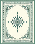 Ornate Floral Medallion Teal Border Rug