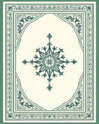 Ornate Floral Medallion Teal Border Rug