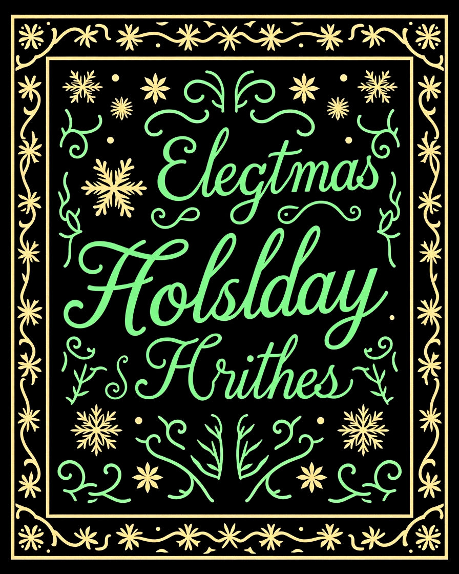 Festive Mint Green Snowflake Floral Frame Rug