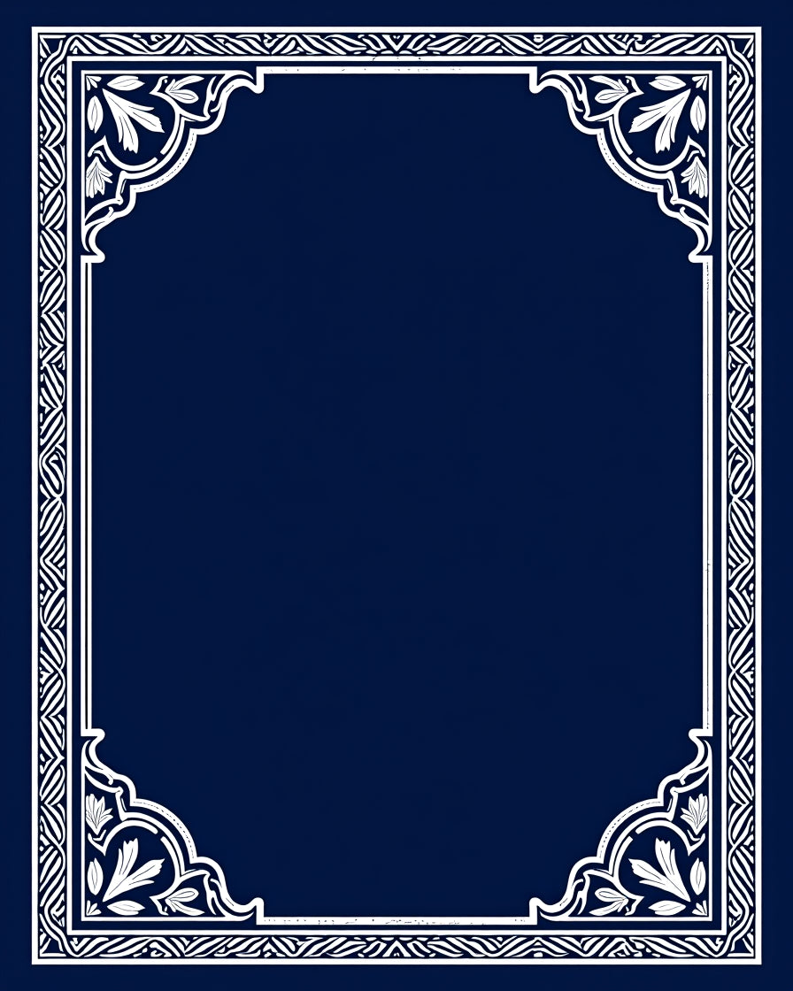 Elegant White Floral Scroll Frame Design Rug