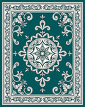 Classic Teal Floral Medallion Design Rug