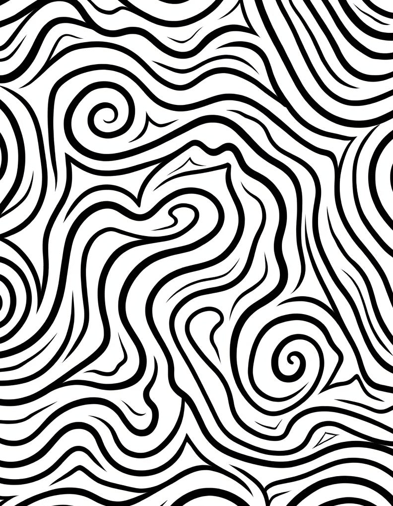 Abstract Swirl Black White Pattern Rug