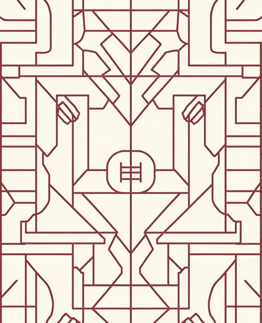 Geometric Red Lines Pattern Rug