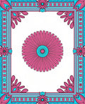 Bold Floral Frame Geometric Pattern Rug