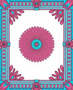 Bold Floral Frame Geometric Pattern Rug