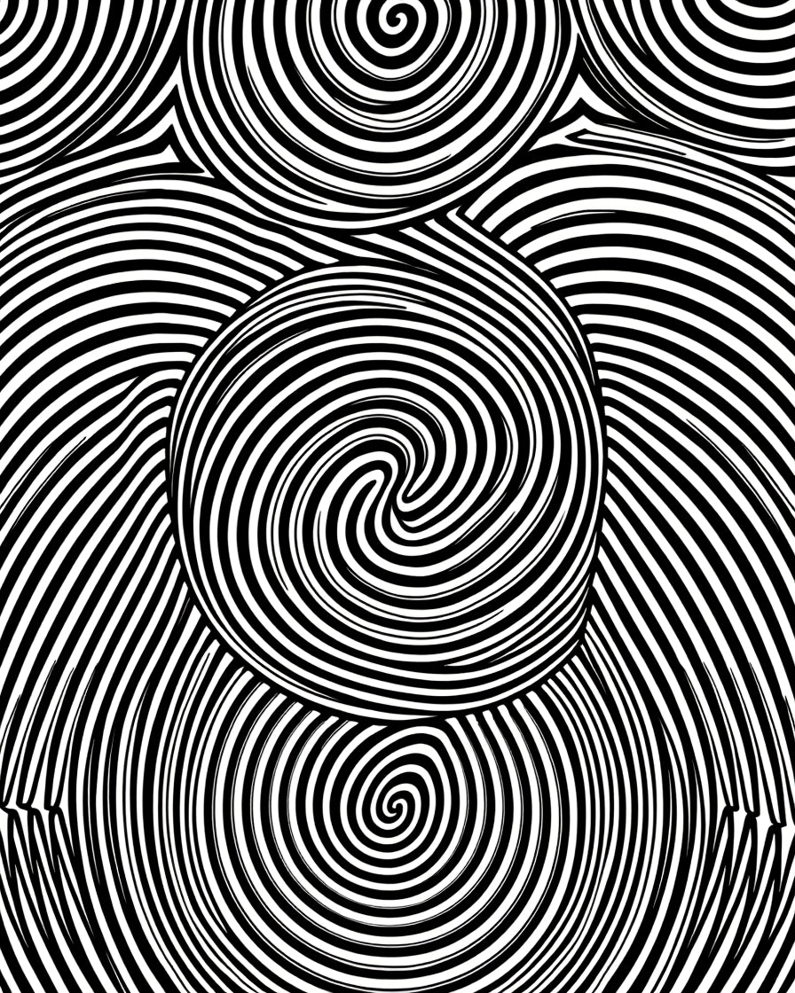 Abstract Swirl Black White Line Design Rug