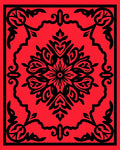 Red Black Ornate Floral Filigree Design Rug