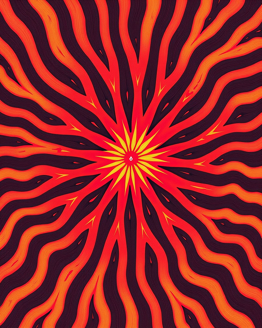 Energetic Sunburst Geometric Pattern Rug