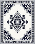 Ornate Floral Medallion Border Design Rug