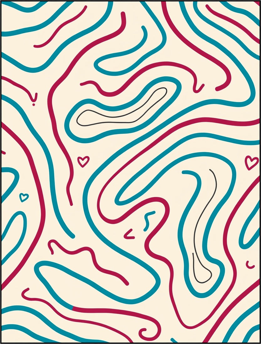 Abstract Curvy Lines Pattern Design Rug