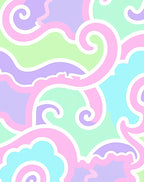 Pastel Swirls and Cloud Pattern Rug
