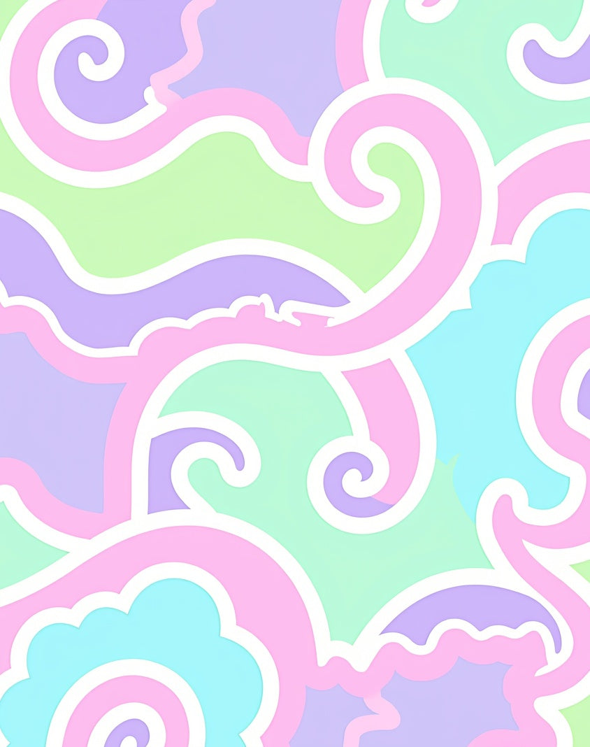 Pastel Swirls and Cloud Pattern Rug