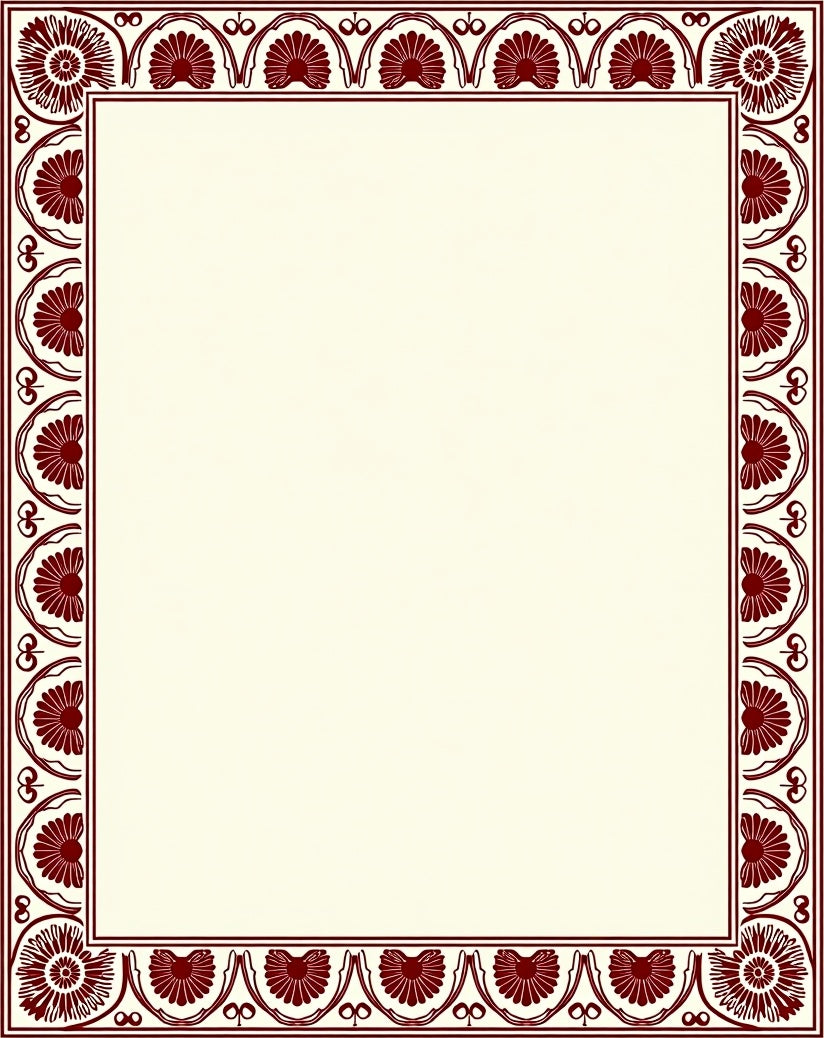 Classical Red Floral Border Design Rug