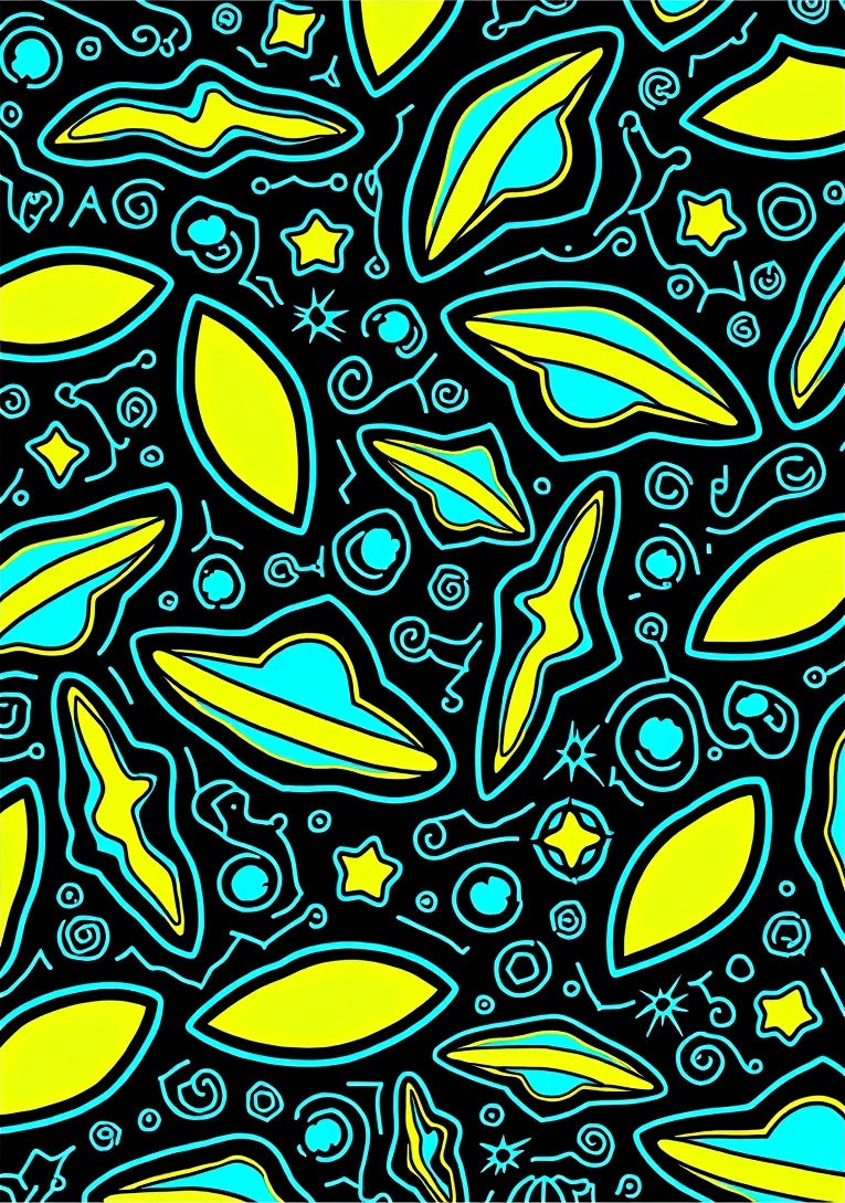 Whimsical UFO Star Pattern Rug
