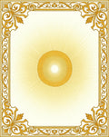 Golden Sunburst Ornate Scrollwork Rug