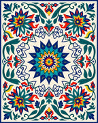 Vibrant Floral Starburst Pattern Rug