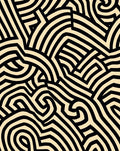 Black Cream Abstract Intertwined Pattern Rug