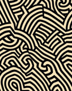 Black Cream Abstract Intertwined Pattern Rug
