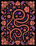 Coral Snake And Floral Pattern Rug