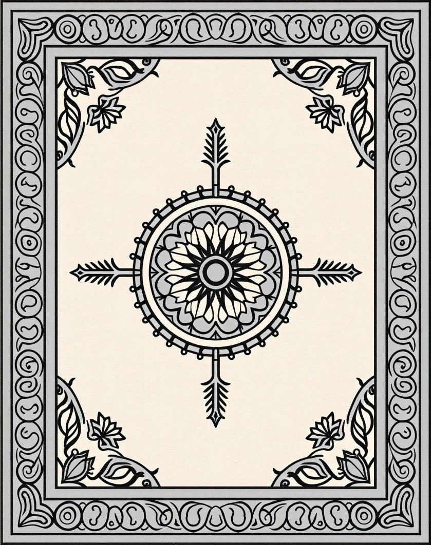 Central Mandala With Ornate Border Design Rug