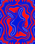 Vibrant Blue Red Abstract Flow Pattern Rug