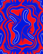 Vibrant Blue Red Abstract Flow Pattern Rug