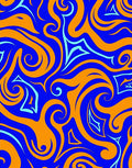 Bold Blue Orange Swirl Pattern Rug